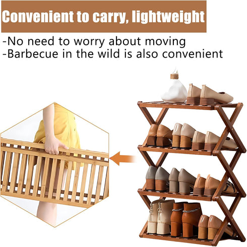 Closet,Portable Closet (Brown-3 Jessie Bamboo Shoe Rack,Free Standing Shoe Rack for Folding Shoe Storage Rack, Space