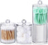 AOZITA 4 Pcs Acrylic Qtip Holder Dispenser, Clear Plastic Apothecary Jar Set for Bathroom Storage