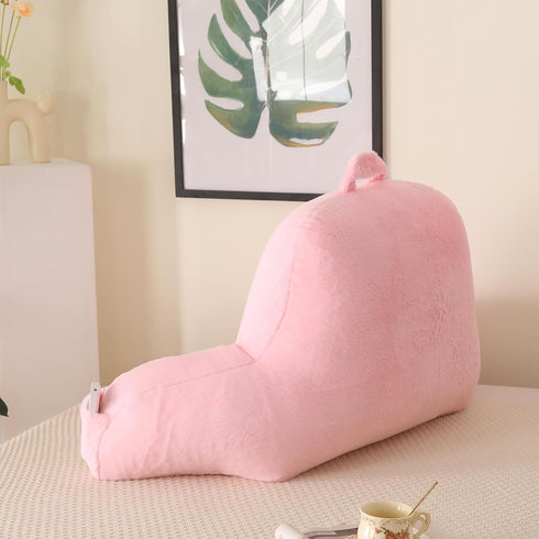 Fur,Standard(17")) Back Pillow for Bed Sitting Up,Large Backrest Reading Pillow with Arm Rest,Back Rest Support Cushion