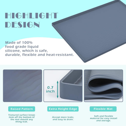Under Sink Mat, 34'' x 22'' Waterproof Silicone Liner Drip Tray for Kitchen Bathroom Sink Cabinet Protector, Navy