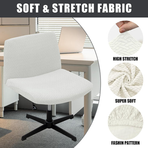 Armless MIFXIN Office Chair Cover Stretch Jacquard Wide Seat Modern Vanity Chair Slipcover Criss Cross Chair Mid Back