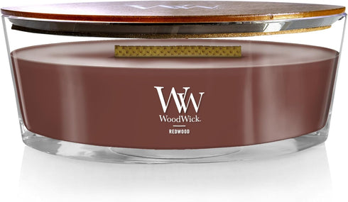 Woodwick Ellipse Scented Candle, Redwood, 16oz, Up to 50 Hours Burn Time