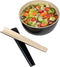 Restaurantware Bambuddha 9.8 Inch Bamboo Serving Set, 2-Piece Black Bamboo Salad Server Set with Heavy-duty Tongs