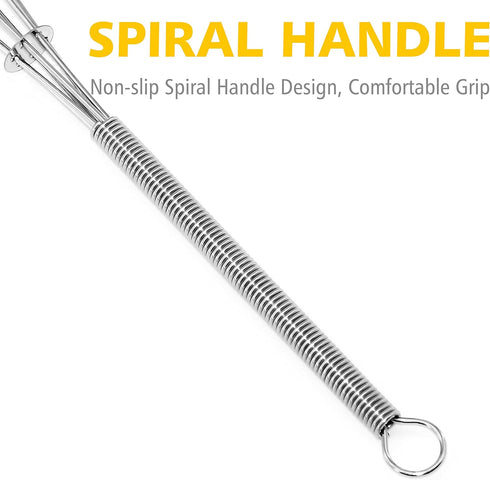 Anaeat 6 Pack Small Wire Whisks - Portable Stainless Steel Tiny Whisk & Egg Beater for Cooking, Blending