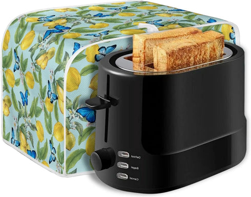 Bulopur Blue Butterfly Lemon Printed Toaster Cover, 4 Slice Microwave Oven Dust Protection