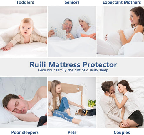 18 Queen Mattress Protector Waterproof Washable Mattress Padded Cover Fitted Queen Size Bed Protection Noiseless
