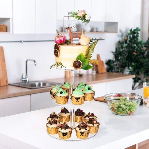 YestBuy 3 Tier Round Cupcake Stand - Acrylic Cake Stand for 23 Cupcakes - Premium Holder for Pastry Parties