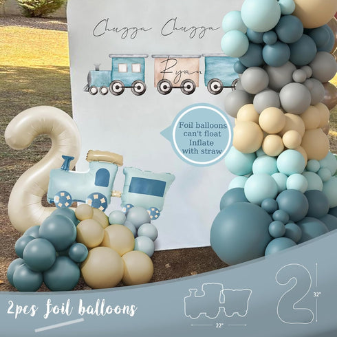 HYCSANBAO 2nd 2 Chugga Chugga Two Two Birthday Decotations, Train Birthday Party Supplies, Second Bday Decotation