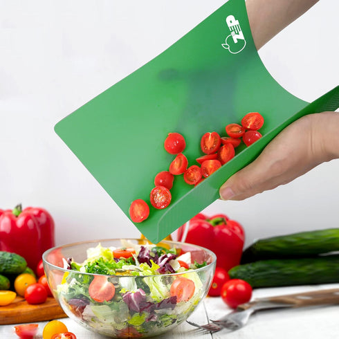 ZVP Flexible Plastic Cutting Board Mats Set of 5, Colorful Chopping Boards with Food Icons, BPA Free, Non-Slip Back,