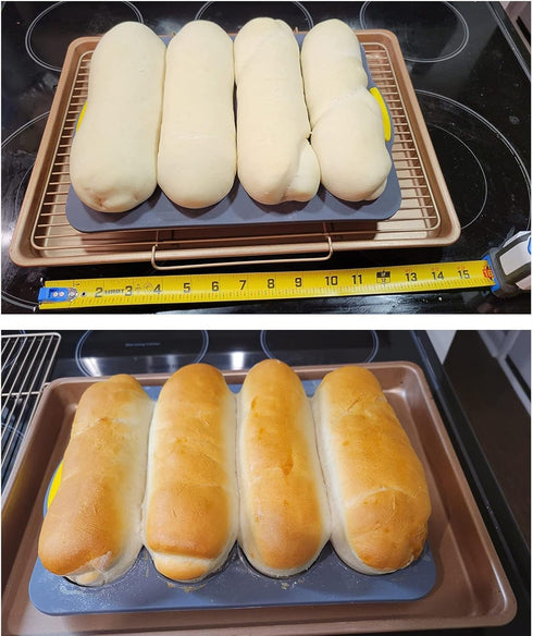 MUJUZE Silicone Bread Pans for Baking, Nonstick French Bread Loaf Pan with 6 Muffin Cups, Heat Resistant