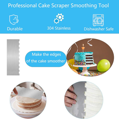 8.6 Inch Metal Cake Scraper Smoother, Stainless Steel Cake Scraper for Baking Buttercream Smoother Mousse Butter Cream Cake Decoration