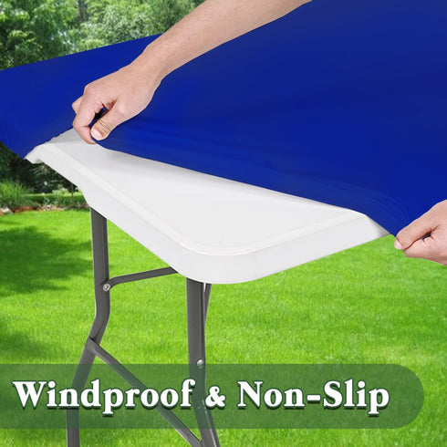 4 Pack 6 Blue,30" 72") Picnic Table Cover Elastic Fitted Tablecloths for Foot Rectangle Tables Waterproof Stretch