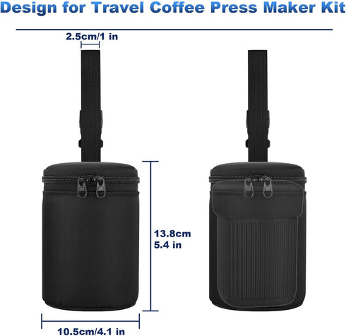 Cosmos Mini Coffee Press Maker Carry Storage Bag Compatible with Aeropress Holding Travel Coffee Press Kit, Small Espresso Maker Mini Travel Case Pouch Organizer for Outdoor Camping Hiking Fishing