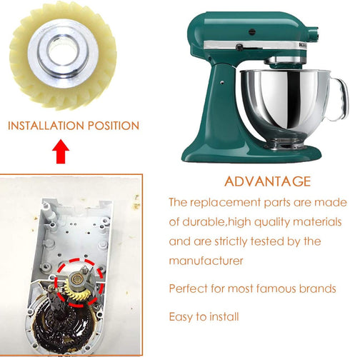 Worm Gear Replacement W10112253 for Whirlpool Kitchenaid Mixer, Replaces 4162897 AP4295669