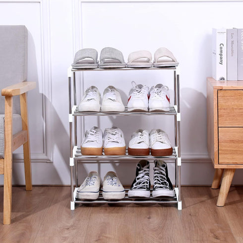 Closet (3-Tier, Jucaifu Stackable Small Shoe Rack, Entryway, Hallway and Space Saving Storage and Organization White)