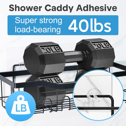 FEPTUASE (Single*12pcs) Shower Caddy Adhesive Replacement, Transparent Strong Adhesive Hooks, No Drilling, Waterproof