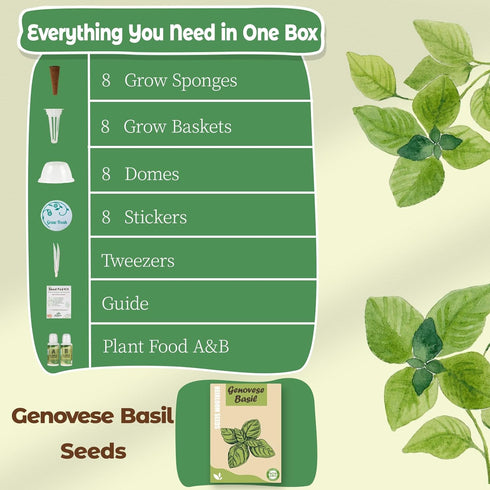 Herblink 8 Basil Seed Pods Kit Hydroponic - Refill Herb Pod for All Indoor Garden, Grow Pods with Seeds of Genovese