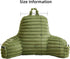 Memfydu Faux Fur Fluffy Sage Reading Pillow with Pockets, Luxury Striped Plush Decorative, Arm Rests and Back Support