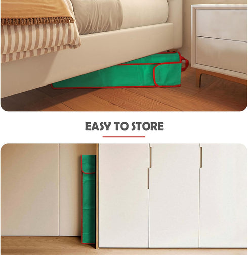 bruwaa 2 Pcs Gift Wrapping Paper Organizer Storage Bag with Pocket and Handles, 29" x 5.5" x 5.5" (Green)