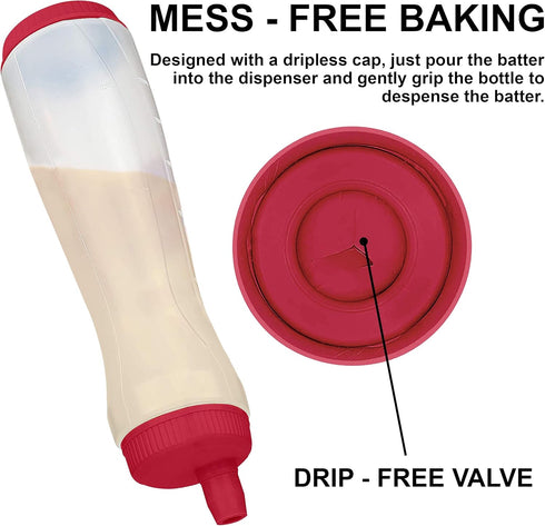 Bahoki Essentials Easy-Squeeze Pancake Pen - Batter Dispenser with Drip-Free Silicone Nozzle