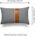 Hofdeco Faux Leather and 100% Cotton Pillow Cover Only, Camel Black Stripes, 12"x20"
