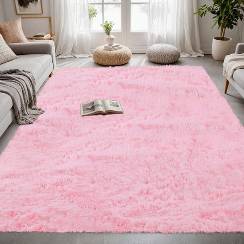 5x7 Area Rugs for Living Room Rug: Soft Fluffy Shag Light Pink Rugs for Bedroom, Non-Slip Large Fuzzy Plush Rug Indoor