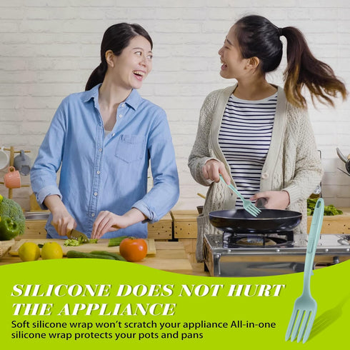 2 Pcs Silicone Flexible Fork, 11.6 Inch Heat Resistant Cooking Fork for Mixing Ingredients, Baking, Blue Series