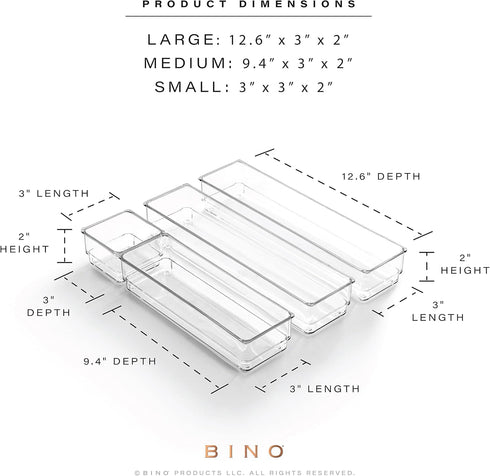 BINO 4-Piece Drawer Organizer Bin Set | THE MODULAR | Bathroom Drawer Organizer Trays | Vanity Drawer Organizers | Desk Drawer Organizer Bins | Makeup Drawer Organizer - Large