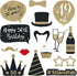 Fully Assembled 50th Birthday Photo Booth Props - Set of 30 - Cute Bday Designs with Real Glitter - Black & Gold Selfie