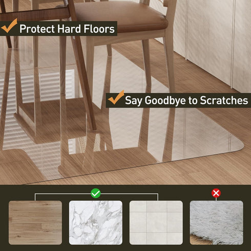 4'6' Area Floor Mat for Under High Chair, Transparent No Slip Waterproof Vinyl Area Rug for Home, Spill Resistant Hard