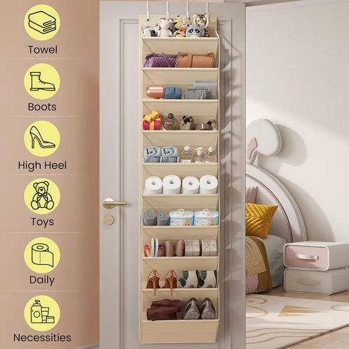 20-25 Closet 10-Tier Pairs Over the Door Shoe Organizer, Clear Pockets Shoe Rack for Door, Hanging Shoe Rack for Boots