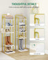6 2 SR04213A Hzuaneri Tiers Vertical Shoe Rack, Narrow Shoe Tower, Tall Shoes Shelf with Hooks, Adjustable Shelves