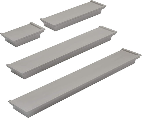 Melannco Floating Wall Shelves, Set of 4 for Bedroom, Living Room, Bathroom, Kitchen, Gray