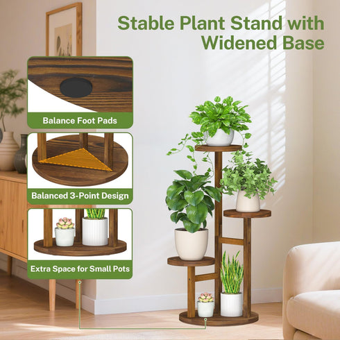 3 iDavosic.ly Tier Plant Stand Indoor, Tiered Corner Wood Multiple Flower Holder Shelf, Tall Orchid Display Rack