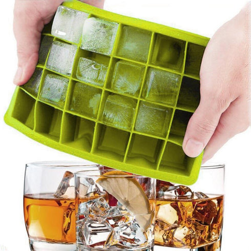 Ice Cube Tray, Silicone Square Ice Trays Easy Release Stackable Ice Cube Mold with Removable Lid, 24 Cavity (2 Pack,