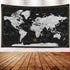 CAPSCEOLL World Map Tapestry Wall Hanging, Black White Large Map Tapestry Home Décor for Bedroom