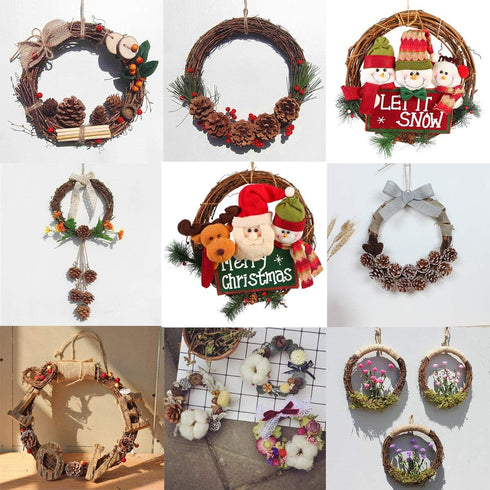 Natural Grapevine Wreath Ring, DIY Craft Vines Base Roll for Rustic Summer Fall Christmas Decor, 12 inch