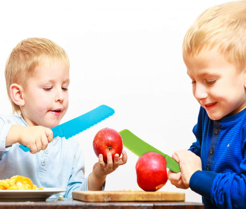 JOVITEC 10 Pieces Kid Plastic Nylon Cooking Knife Set, Safe Knives for Children in the Kitchen