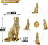 8" Cheetah Statue for Home Decor, Resin Sitting Leopard Sculpture, Gold Desktop Decoration for Living Room, Dining