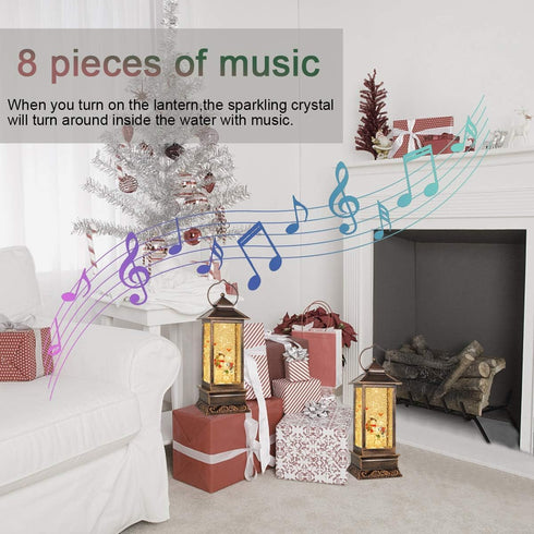 8 6-Hour Christmas Snow Globe Lantern Crystal Glitter Lantern Features Songs and Timer Function Ideal for Holiday