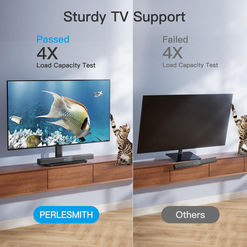 PERLESMITH Swivel Universal TV Stand/Base, Table Top TV Stand for 32-60 inch LCD LED TVs, Height Adjustable