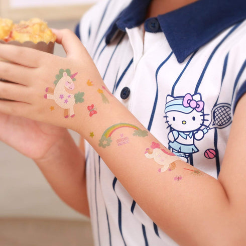24 Reusable Unicorn Drinking Plastic Straws + 6 Temporary Tattoos for Girls, Birthday Party Supplies