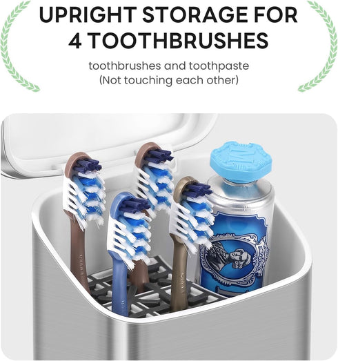 5 Counter GFWARE Toothbrush Holders with Cover - Slots Tooth Brush Holder for Bathroom, Detachable Bathroom Organizer