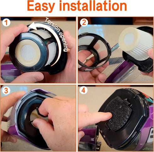 3 Pack Handheld Vacuum Filter Replacement for Bissell Pet Hair Eraser Lithium Ion Hand Vacuum, Includes 1 Brush