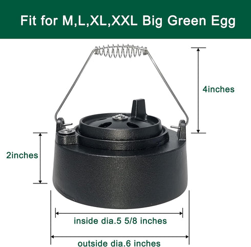 Cast Iron Cap for Big Green Egg Dual Function Metal Top, Daisy Wheel Chimney Cap for M/L/XL/XXL Big Green Egg