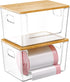 2 Set Pantry Organizer and Storage, Stackable Trash Bag Dispenser Clear Acrylic