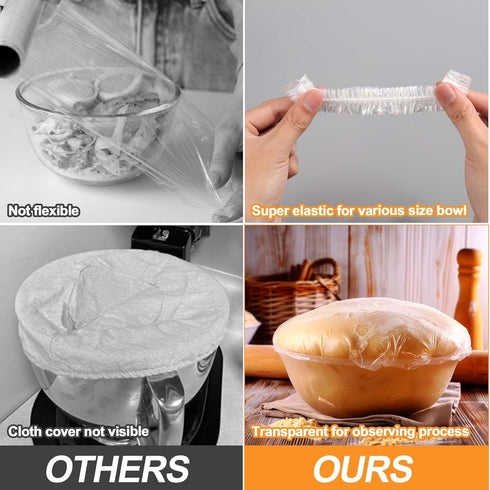 100PCS Bowl Covers for Bread Proofing, Reusable Elastic Sourdough Bread Baking Supplies, Plastic Bowl Covers for Bread Rising, Stretchable Plastic Wrap for Storage Containers by Mity rain