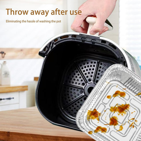Non-Stick Disposable Air Fryer Aluminum Foil Liners, 50PCS Square 8 * 8 Inch for Oven & Grill