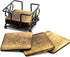 StonKraft Rustic Vintage Look Wooden Tea Coffee Coasters Set with Wrought Iron Holder