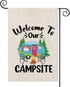 ZJXHPO Camping RV Flag, Welcome To Our Camper Garden Flag for Camping Lover Yard Decor (Happy Camper Sign)